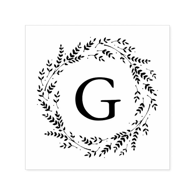 Rustic Wreath Monogram Self-Inking Stamp (Design)