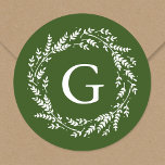Rustic Wreath Monogram Sticker<br><div class="desc">Custom round stickers personalised with your family monogram initial or other custom text. Use the design tools to change the background colour and fonts to further customise your own unique design.</div>