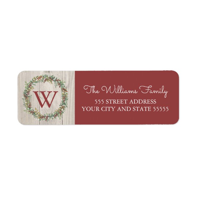 Rustic Wreath Monogrammed Return Address (Front)