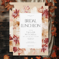 Rustic Wreath of Fall Leaves Tan Bridal Luncheon