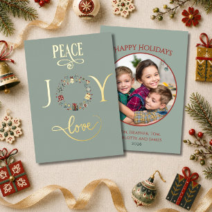 Rustic Wreath Peace Joy Love Sage Christmas Gold