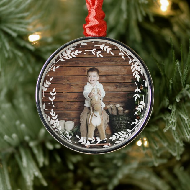 Rustic Wreath Photo Ornament (Tree)