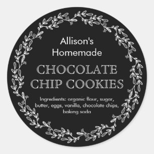 Rustic Wreath Sweets Black and White Product Label