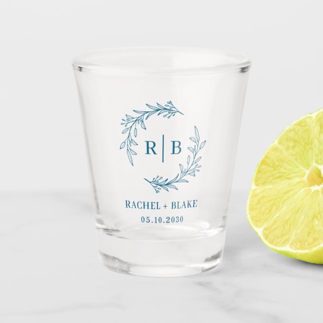 Rustic Wreath Wedding Bridal Shower Engagement Shot Glass (Front)