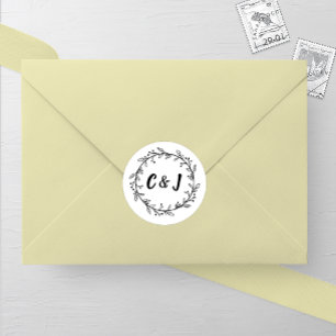 Rustic Wreath Wedding Classic Round Sticker