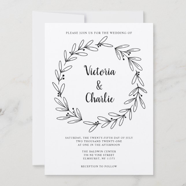 Rustic Wreath Wedding Invitation (Front)