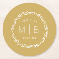 Rustic Wreath Wedding Monogram | Mustard Yellow