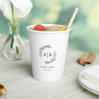 Rustic Wreath Wedding Rehearsal Engagement Party Paper Cups