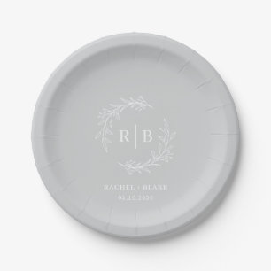 Rustic Wreath Wedding Rehearsal Engagement Party Paper Plate