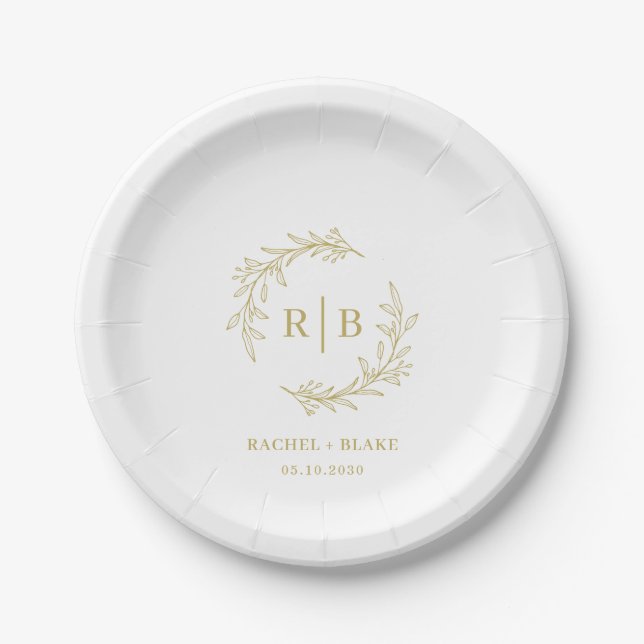 Rustic Wreath Wedding Rehearsal Engagement Party Paper Plate (Front)