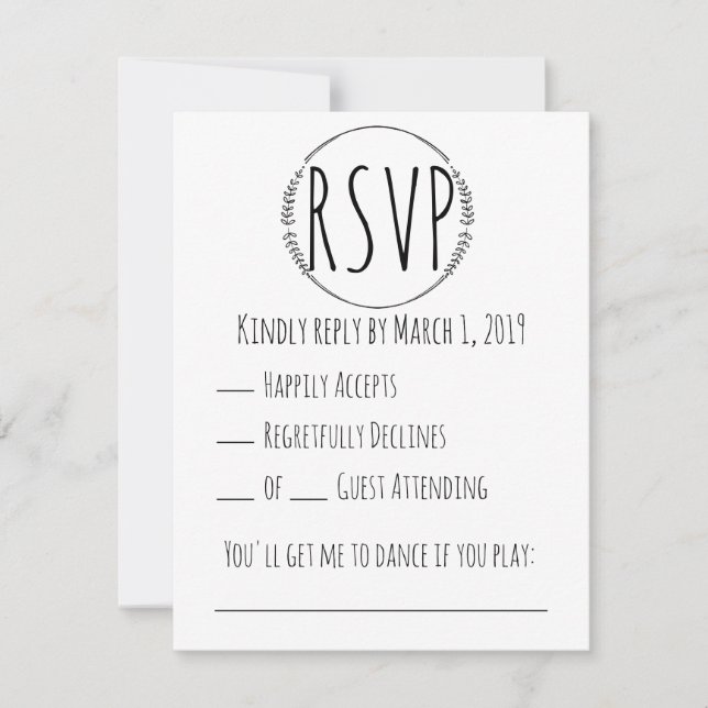 Rustic Wreath Wedding RSVP Card (Front)