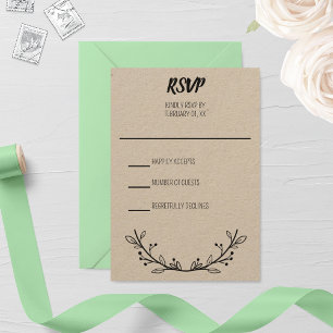 Rustic Wreath Wedding RSVP Card