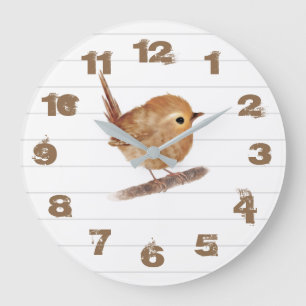 Rustic Wren Bird Personalised  Wall Clock