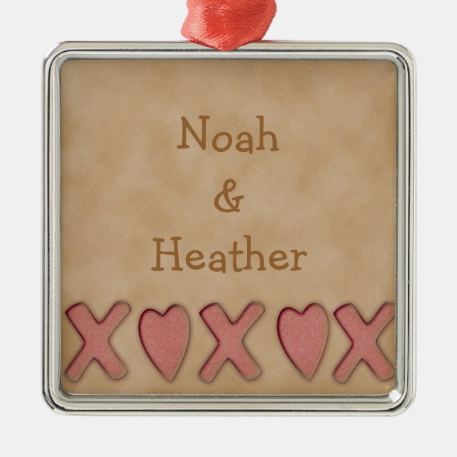 Rustic XOXO Metal Tree Decoration (Front)