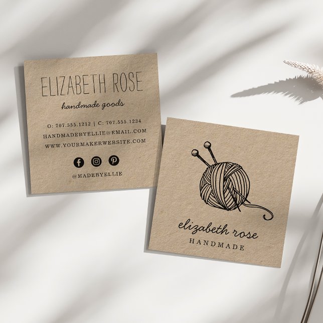 Rustic Yarn | Kraft Square Business Card (Creator Uploaded)