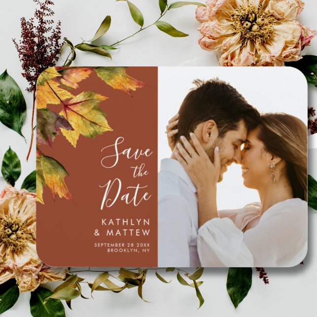 Rustic Yellow Autumn Foliage Fall Wedding Magnet (Creator Uploaded)