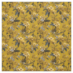 Rustic Yellow Botanical Bold Vintage Boho Floral Fabric