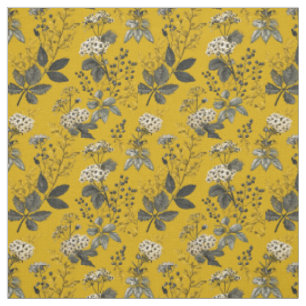 Rustic Yellow Botanical Bold Vintage Boho Floral Fabric