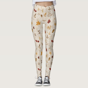 Rustic Yellow-Brown Leaves with Vintage Fall Vibes Leggings