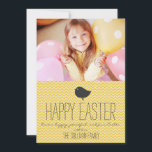 Rustic Yellow Chevron Photo Happy Easter Holiday Card<br><div class="desc">Send Easter greetings to family and friends with this customizable Happy Easter card. This photo Easter card features a rustic yellow chevron pattern. Matching items are available.</div>