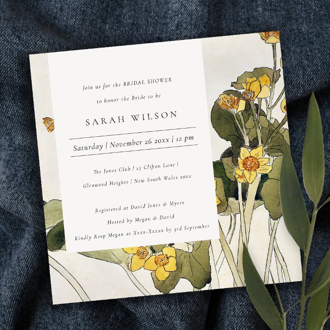Rustic Yellow Daffodil Floral Bridal Shower Invite (Creator Uploaded)