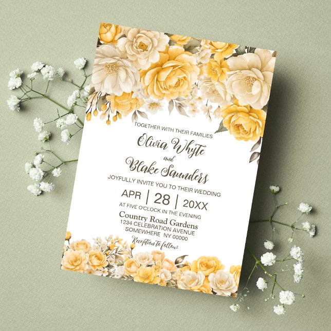 Rustic Yellow Floral Wedding Invitation (Creator Uploaded)