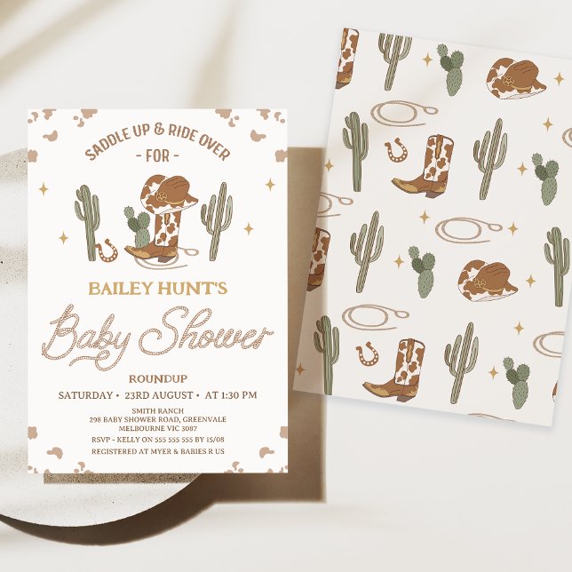 Rustic Yellow Gender Neutral Western Baby Shower  Invitation (Cowboy Baby Shower Invitation, Gender Neutral, Western Wild West Baby Shower Invite Southern Country)