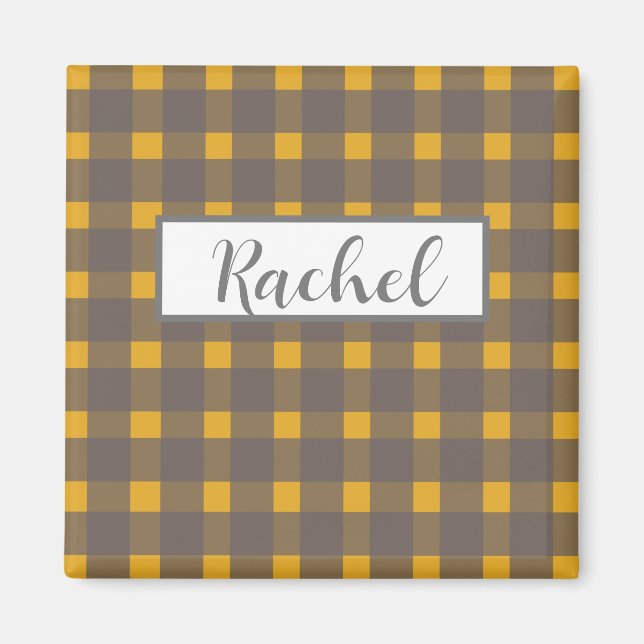 Rustic Yellow Grey Gingham  Magnet (Front)