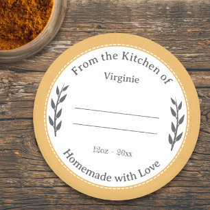 Rustic Yellow Homemade with Love Label Sticker