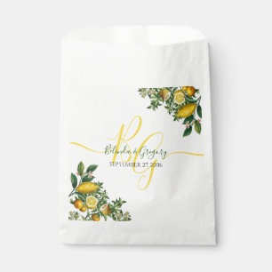 Rustic Yellow Lemon & Foliage Greenery Wedding Favour Bags