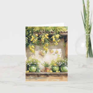 Rustic Yellow Lemon Window Floral Blank Note Card