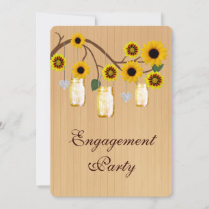 Rustic Yellow Mason Jars Engagement Party Invite