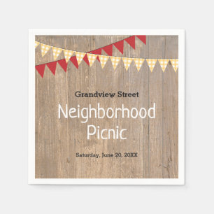 Rustic Yellow Plaid Neighbourhood Picnic Napkin