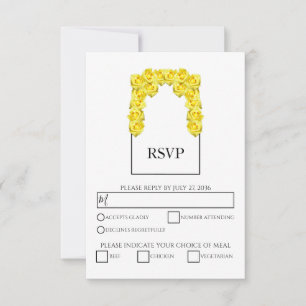 Rustic Yellow Roses Wedding RSVP Cards