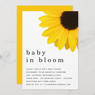 Rustic Yellow Sunflower Baby In Bloom Shower Invitation