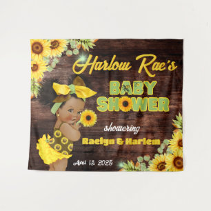 Rustic Yellow Sunflower Baby Shower Baby Girl Tapestry