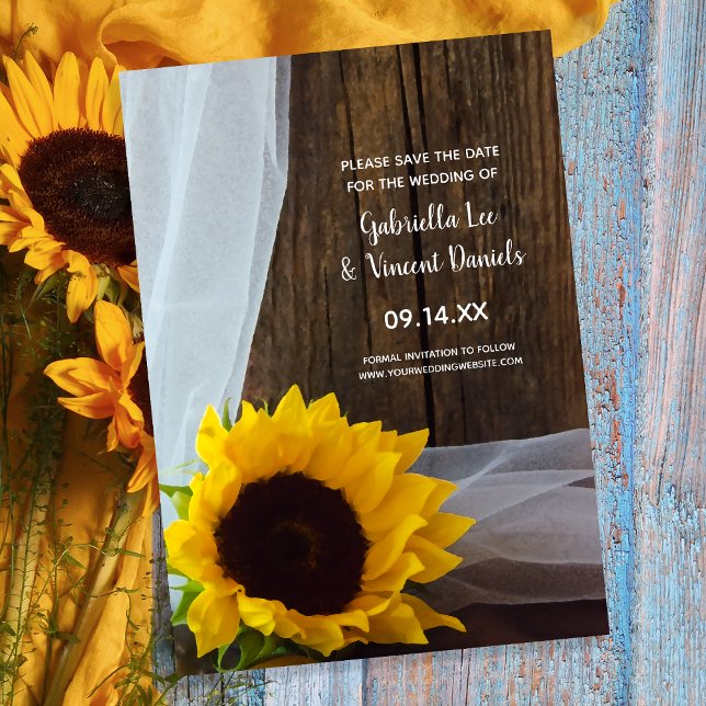 Rustic Yellow Sunflower Barn Wedding Save the Date (Creator Uploaded)