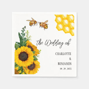 Rustic Yellow Sunflower & Bees Wedding  Napkin