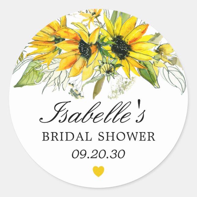 Rustic Yellow Sunflower Bridal Shower Favour Seal (Front)