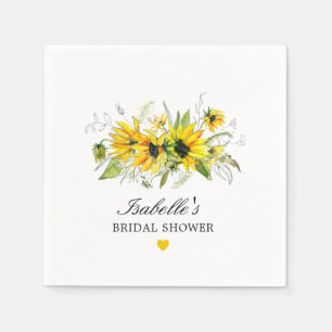 Rustic Yellow Sunflower Bridal Shower Napkin