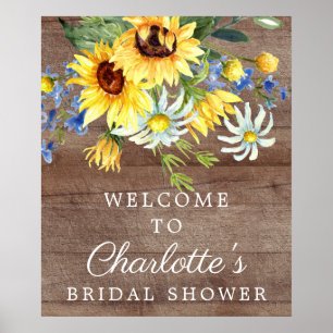 Rustic Yellow Sunflower Bridal Shower Welcome Sign