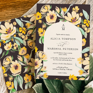 Rustic Yellow sunflower floral arch chic wedding Invitation