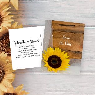 Rustic Yellow Sunflower Veil Wedding Save the Date Announcement Postcard