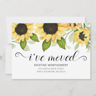 Rustic Yellow Sunflower Watercolor Floral Moving Announcement