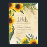 Rustic Yellow Sunflowers 18th Birthday Invitation<br><div class="desc">Rustic yellow and brown sunflowers with beautiful green leaves 18th birthday party invitation for women.  Contact us for help with customisation or to request matching products</div>