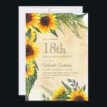 Rustic Yellow Sunflowers 18th Birthday Invitation<br><div class="desc">Rustic yellow and brown sunflowers with beautiful green leaves 18th birthday party invitation for women.  Contact us for help with customisation or to request matching products</div>
