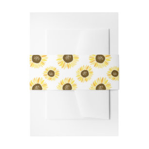 Rustic Yellow Sunflowers Pattern Floral Belly Band Invitation Belly Band
