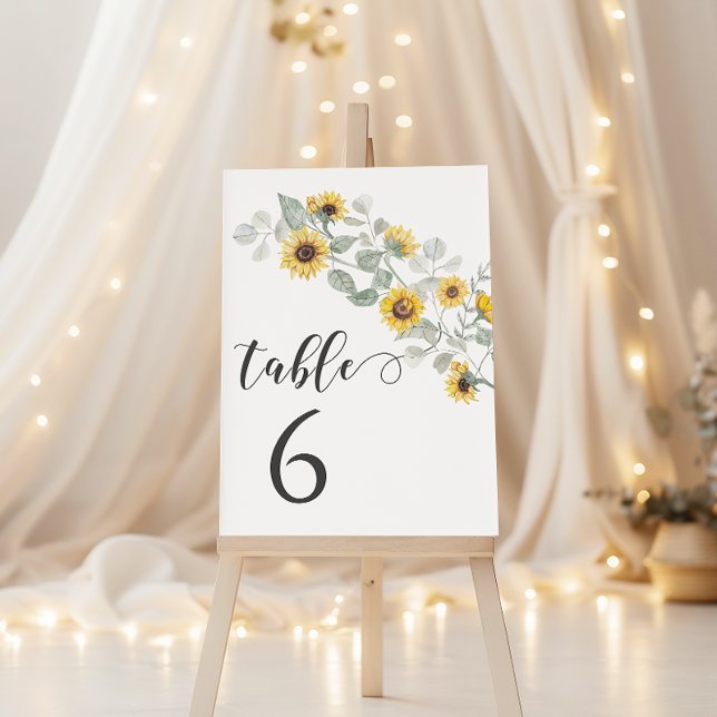 Rustic Yellow Sunflowers Wedding Table Numbers (Creator Uploaded)