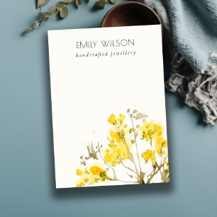 Rustic Yellow Wildflower Blank Jewellery Display Business Card