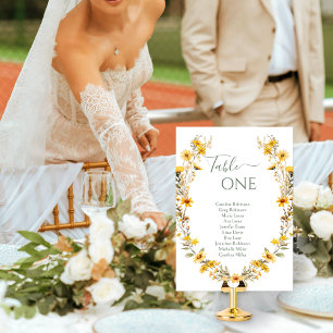 Rustic Yellow Wildflower Wedding Table Numbers